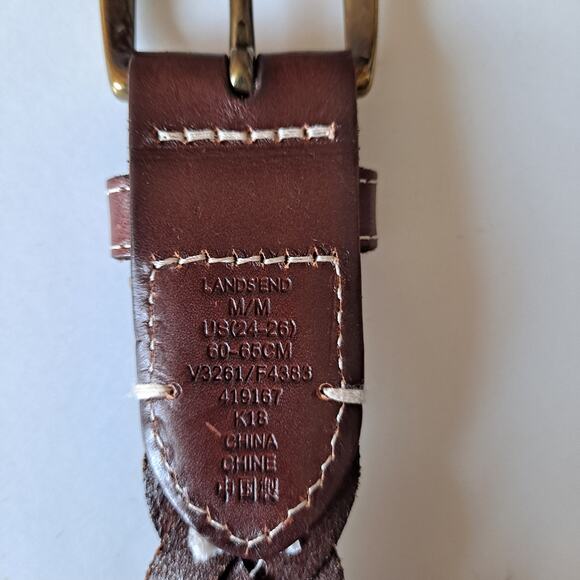 Lands' End Brown Braided Leather Belt w/ Classic Rectangle Buckle Women's Size M - Picture 9 of 9